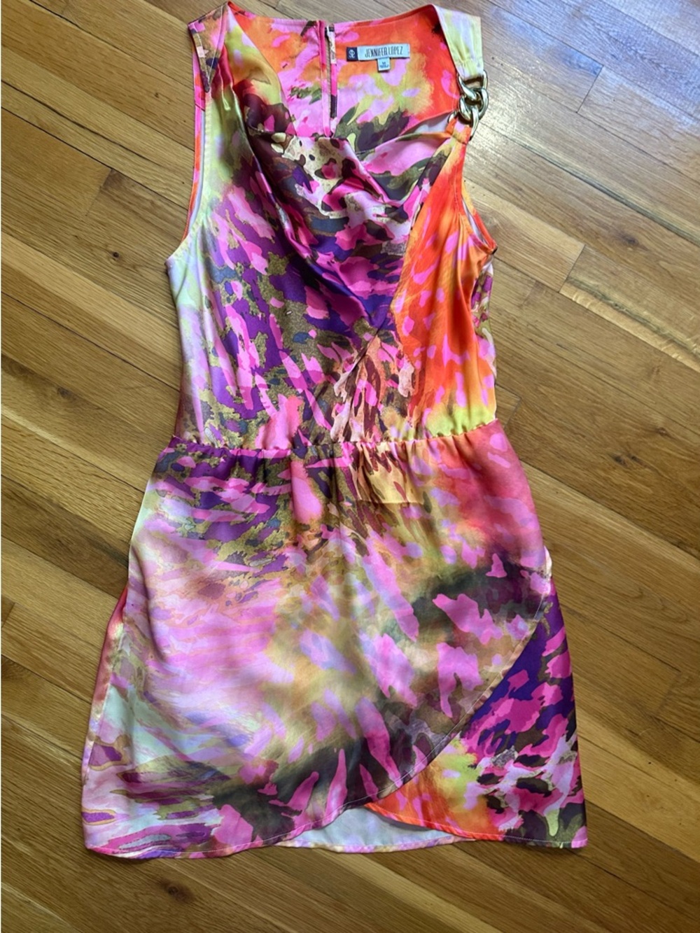 Jennifer Lopez Pink Multi-Color‎ Sleeveless Cowl Neck Dress
